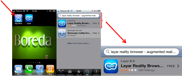 Bild som visar Layar Reality Browser i App Store
